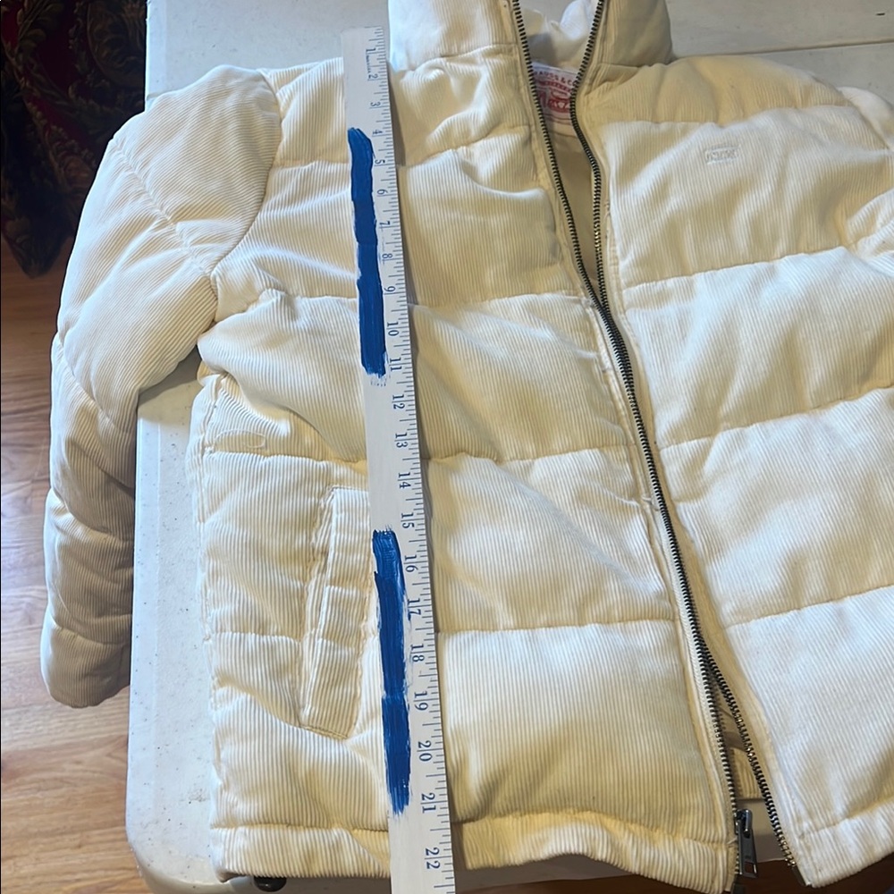 White Puffer Jacket XS Corduroy thickly lined - Picture 4 of 13